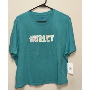 Hurley Women’s‎ Short Sleeve T-Shirt Tropical Hawaii 100% Cotton Size XL Cropped